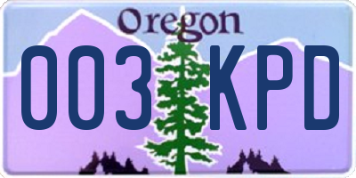 OR license plate 003KPD