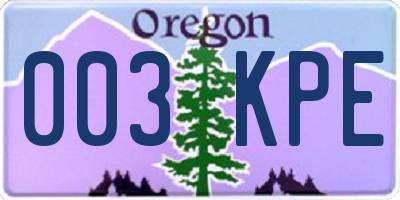 OR license plate 003KPE