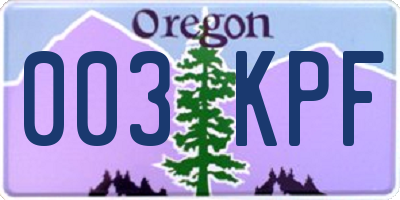 OR license plate 003KPF