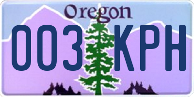 OR license plate 003KPH