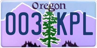 OR license plate 003KPL