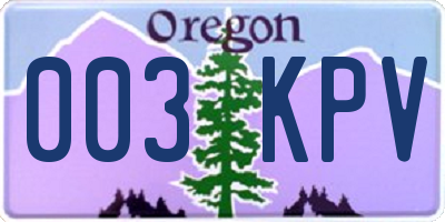 OR license plate 003KPV