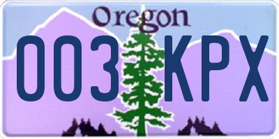 OR license plate 003KPX