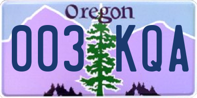 OR license plate 003KQA