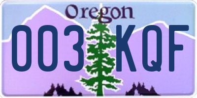 OR license plate 003KQF
