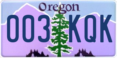 OR license plate 003KQK