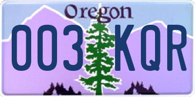 OR license plate 003KQR
