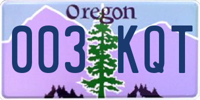 OR license plate 003KQT