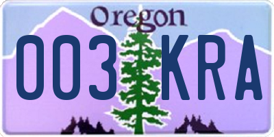 OR license plate 003KRA