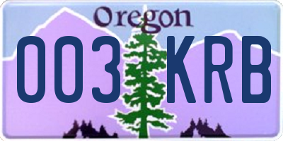 OR license plate 003KRB