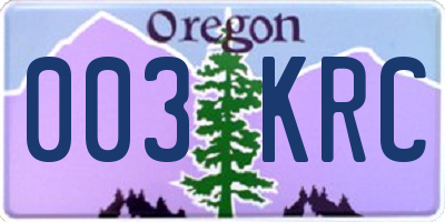 OR license plate 003KRC