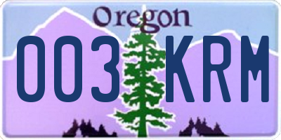 OR license plate 003KRM
