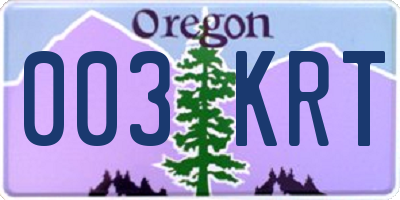OR license plate 003KRT