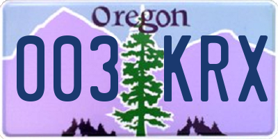 OR license plate 003KRX