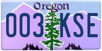 OR license plate 003KSE