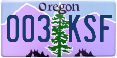 OR license plate 003KSF