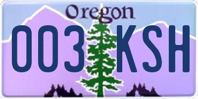 OR license plate 003KSH