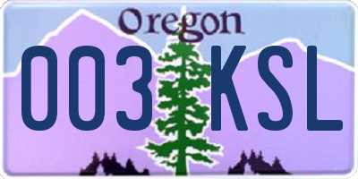 OR license plate 003KSL