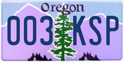 OR license plate 003KSP