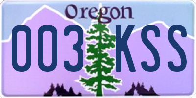OR license plate 003KSS