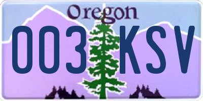 OR license plate 003KSV