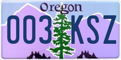 OR license plate 003KSZ