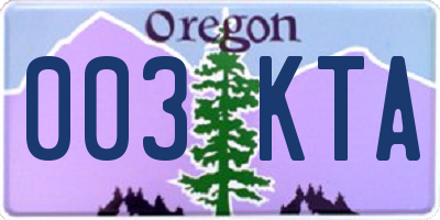 OR license plate 003KTA