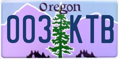 OR license plate 003KTB