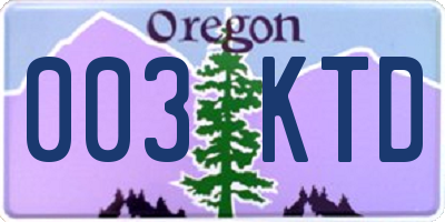 OR license plate 003KTD