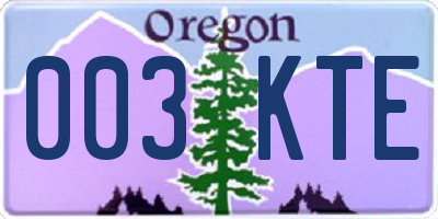 OR license plate 003KTE