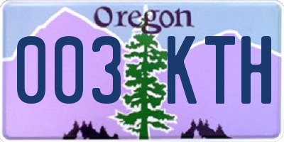 OR license plate 003KTH