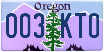 OR license plate 003KTO