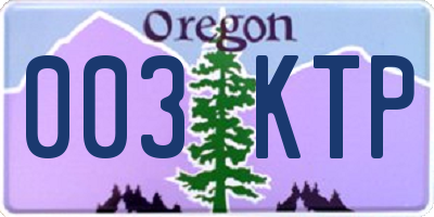 OR license plate 003KTP