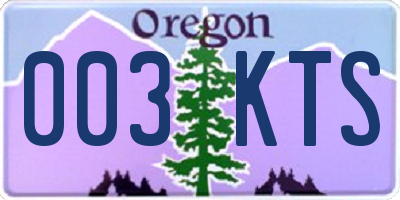 OR license plate 003KTS