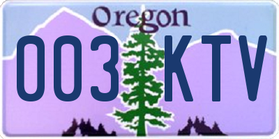 OR license plate 003KTV