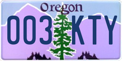 OR license plate 003KTY