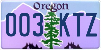 OR license plate 003KTZ