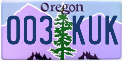 OR license plate 003KUK