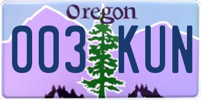 OR license plate 003KUN
