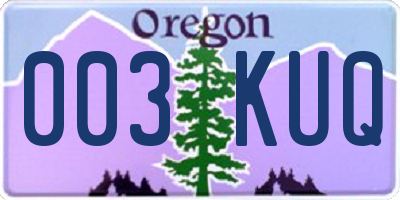OR license plate 003KUQ