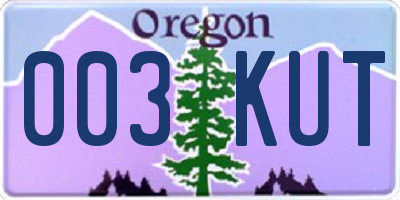 OR license plate 003KUT