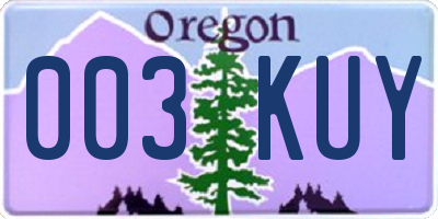 OR license plate 003KUY