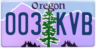 OR license plate 003KVB