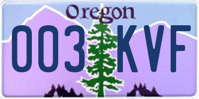 OR license plate 003KVF
