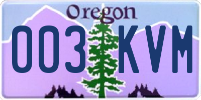 OR license plate 003KVM
