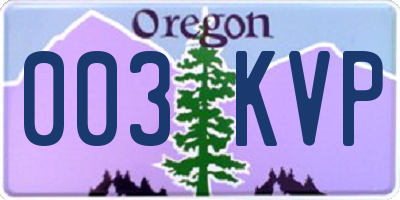 OR license plate 003KVP