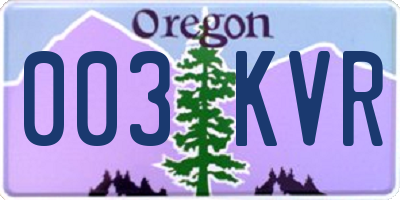 OR license plate 003KVR