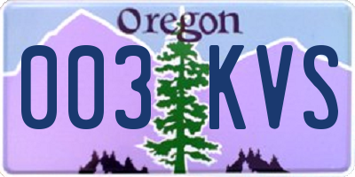 OR license plate 003KVS