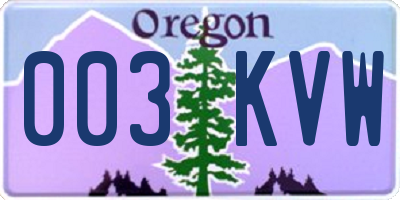 OR license plate 003KVW