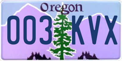 OR license plate 003KVX